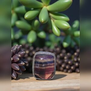 NWT Fluorite Gemstone Handmade Antique Design SZ 8.25
